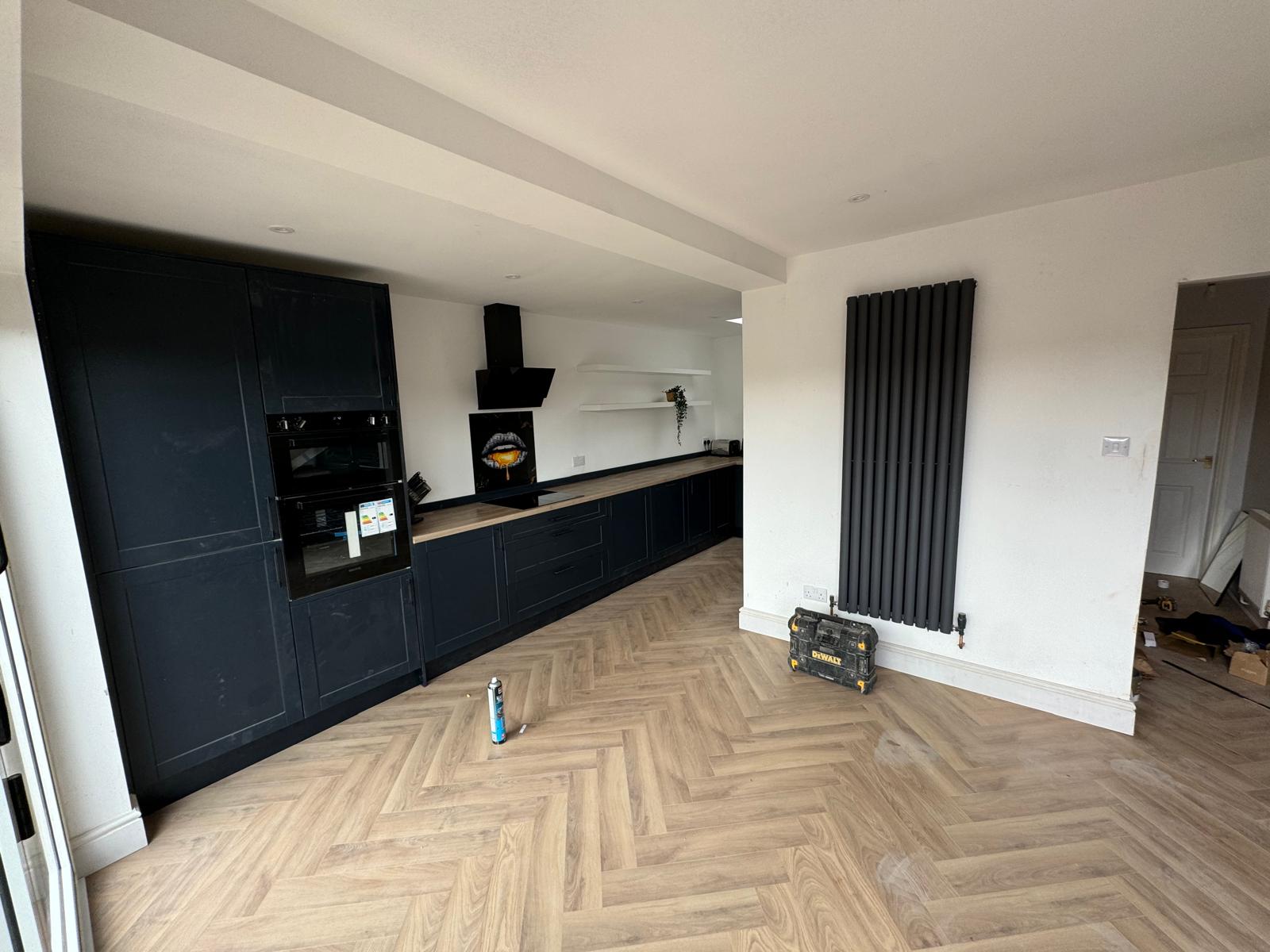 Open plan space created by knocking two rooms into one